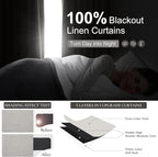 Pleat Linen Blend Room Darkening Extra Long Curtains 120 Inch Length 2 Panels Set for Living Room, Natural Melange Grey for Bedroom Windows Blackout Drapes Heat Blocking for Summer Heat (50"Wx120"L)