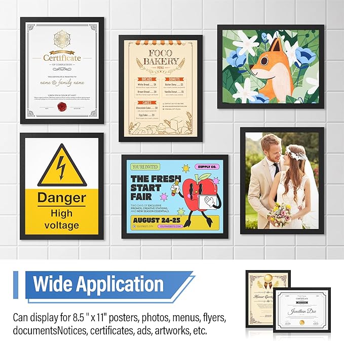 Magnetic Sign Holder 8.5 x 11 Inches Self-Adhesive Magnetic Display Frame 12 Pack Magnet Sign Holders Picture Frame Document Holder for Wall, Window, Classroom, Office, Poster Store (The back is self-adhesive)