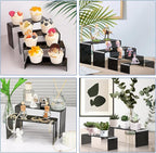 Aheroi Acrylic Risers, 8 Pcs 2 Set(7”L~8”L~9”L) Display Risers, Black Arylic Display Stands Acrylic Shelf Riser, Display Holders for Vendor Events, Cupcake Stands, Toys Display Clear Shelves