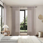 Brownish Grey Linen Curtains 90 Inch Length 2 Panels Set for Living Room Rod Pocket Back Tab Window Drapes Light Filtering Modern Farmhouse Curtain 90 Inches Long for Dining Room Bedroom 52x90