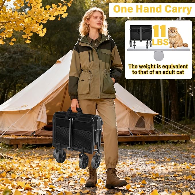 Foldable Collapsible Wagons Carts with Wheels — Folding Utility Wagon Cart Portable & Easy to Store for Groceries,Apartment Moving,Sports & Garden|Collapsible Wagon for Yard Work&Shopping,Graphite