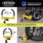 ARTAGO ART872 High-End Wheel Clamp Lock, 2in1 Without/with 120dB Alarm +Night LED Alert, Patented, Heavy-Duty Trailer Wheel Lock, High Security Car Boot, Universal Tire Clamp Anti-Theft for Golf Cart