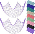 ZUEXT Purple Fishing Net Decorative 80x40 Inch, 2 Pack Large Picture Fish Net, Wall Photo Hanging Fishnet for Nautical Mermaid Pirate Ocean Themed Hawaii Beach Under The Sea Party Decoration