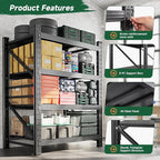 Letaya 2000LBS Storage Shelves Heavy Duty,60" H Garage Shelving Units, 4 Tier Adjustable Utility Rack Shelf,Large Metal Industrial Shelves,for Shop,Warehouse,Basement (40" W x 20" D x 60" H)