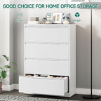 Metal Steel Filling Cabinets for Home Office - 4 Drawer Lockable Lateral File Cabinet for Hanging Files Letter/Legal/F4/A4 Size, Assembly Required - White