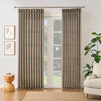 RAIN CITY 86 Inch Long Pinch Pleated Curtains Custom Length, Back Tab with Hooks Linen Textured Curtains for Living Room Bedroom 50 x 86, Khaki