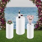 3Pcs Metal Pedestal Stand for Party, Large White Cake Stand, Pedestal Display Plinth Pillars for Wedding Ceremony Birthday Party Art Decor, Column Decorative Cube for Wedding Dessert Table Display