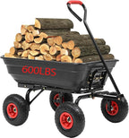 Garden Carts-600lbs Wagon Wheelbarrows with 4 Anti-Slip Tires & Quick-Release Dumping,Heavy Duty Utility Garden Dump Cart for Yard,Landscape and Christmas Hauling