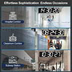 Digital Clock Large Display 28" with Remote Control,Double-Sided Clock, Suspended Design for Hospitals, Factories, Airports.