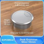 Desk Grommet 2-1/16" (53 mm), Desk Cord Hole Cover, Cable Grommet ABS Plastic, Desk Hole Grommet for Office and Home Table Cable, Detachable Adjustable Cable Cord Organizer (Silvery4 Pcs)