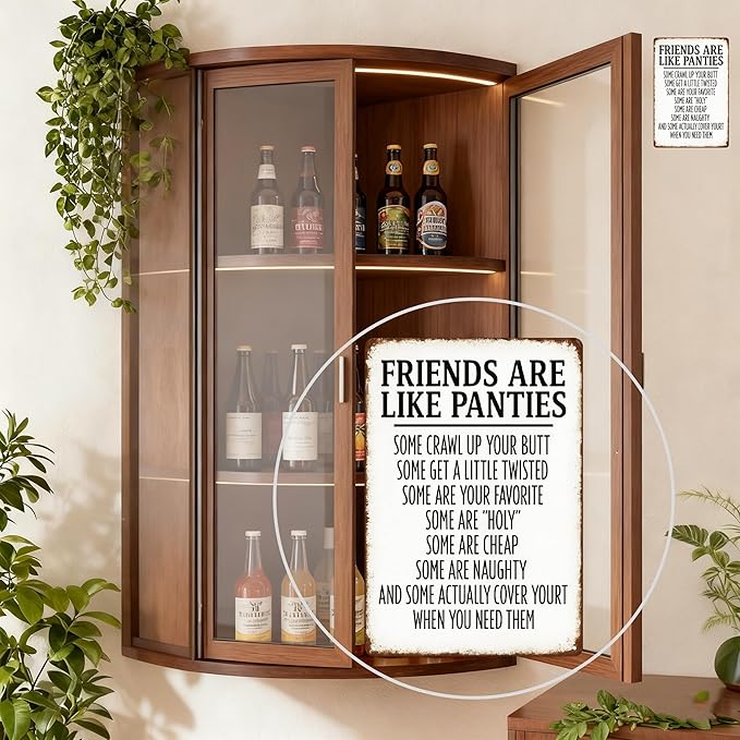 Funny Friendship Quote Metal Sign 8x12 - Humorous Bathroom Wall Art - Vintage White Iron Tin Sign for Bar, Home, Man Cave Decor - Unique Gift for Women & Friends (Friends)