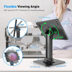AboveTEK Anti-Theft iPad Kiosk Stand, POS iPad Security Stands, Aluminum Locking Tablet Stand with Heavy Duty Base, 360° Swivel & 75° Tilt, Retail Desk Mount for Business & Commercial Use (Black)