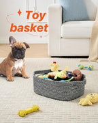 KALLAX Small Woven Basket, 14 x 10 x 5.6 Inches, Small Storage Baskets for Organizing, Gift Baskets Empty, Cute Rope Shelf Closet Storage Bins for Shelves, Dog Toy Basket, Mixed Black