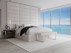 VANT Upholstered Bed Bench - Boucle Ivory - Matte Black - Contemporary Modern, Bedroom Bench Seat, Hallway, or Entryway