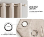 MIULEE Linen Textured Curtains for Bedroom Solid 100% Blackout Thermal Insulated Natural Beige Grommet Room Darkening Curtains & Drapes Luxury Decor for Living Room Nursery 52 x 54 Inch (2 Panels)
