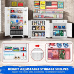 INTERGREAT Metal Storage Cabinet with Wheels, 72" Locking Storage Cabinets with Door and 4 Shelves, Tool Storage Locker on Casters for Home Office, White