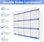 3pcs 32" x 48" 2026 Wall Calendar Dry Erase - Large Starry Sky Calendar Wet & Dry Erasable Laminated 12 Month Annual Yearly Planner, Reversible, Horizontal/Vertical (2026 Wall Calendar)