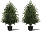 Mavis's Diary Artificial Topiary Ball Tree, Indoor Realistic Faux Boxwood Bush Potted Plants, Outdoor Fake Shrubs Cedar Evergreen Plants for Home Living Room Front Porch Decor (2, 3ft)