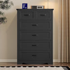 Tall 6-Drawer Dresser for Bedroom, Modern Wooden Chest of Drawers with Metal Handles, Anti-Tipping Design, Sturdy and Stable Storage Organizer for Living Room, Entryway, Home Office, Standard