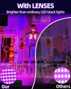 200W LED Black Lights IP66 Waterproof Black Light Outdoor with 10ft Plug+Switch, Flood Blacklight for Halloween Glow in The Dark Party Stage Light Neon Glow Birthday 2 Pack