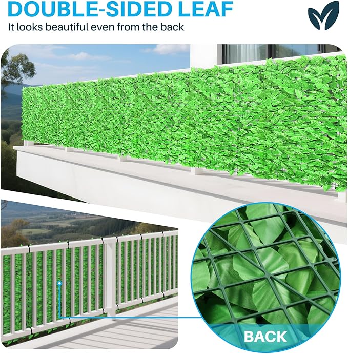 Patio Paradise 58"x196"-3Pc Faux Ivy Fence Privacy Screen Artificial Greenery Wall Backdrop,Fake Grass Wall Panels for Outside Apartment Balcony,Vine Leaf Decor for Outdoor Patio Chain Link