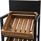 4 Tiers Retail Display Rack, Single Row Wood Market Shelf Commercial Fruit and Vegetable Basket Stand Rack Set Snack Pantry Shelf Unit for Kitchen, Office, Store, Supermarket