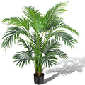 KOL 4ft Artificial Areca Palm Tree Plant, 47in Fake Cane Palm Silk Tree Indoor Outdoor, Dypsis Lutescens, Realistic Faux Silk Plants for Office Home Garden Decoration, Lifelike Modern Decor