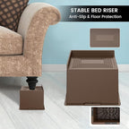 Bed Risers 6 Inch Heavy Duty, Oversized Furnitures Risers 6 inch Support 6000 lbs, Bed Table Rising Blocks, Fits for Couch, Sofa, Chair, Furniture Lifts 4 Pack,Dark Brown