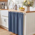 PONY DANCE Blue Haze Short Window Curtains for Kitchen 24 inch Long, 2 Panels Set Half Window Drapes for Bedroom Basement, Blackout Small Curtains for Travel Trailers, Width 29 x Length 24 inches