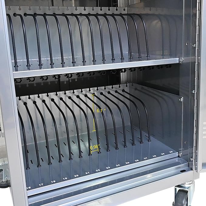 Laptop and Tablet Charging Cart, 35 Unit Device Mobile Charging Station for Chromebook, Tablet, Laptop, with Charging Port Screen Size Up to 16.3", Suitable for Office, Classroom, etc (Silver)