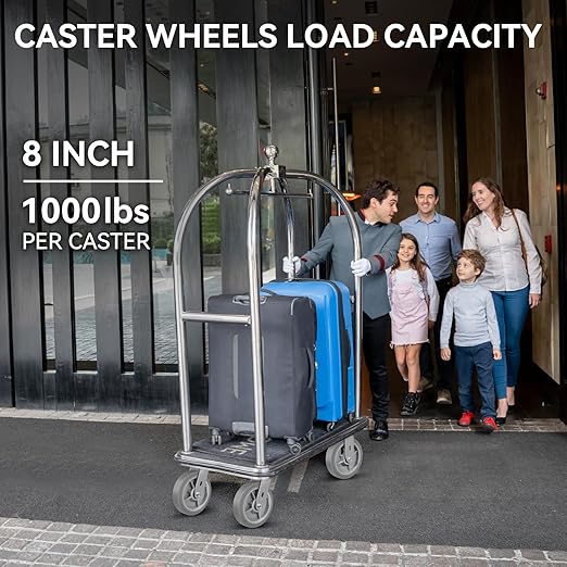 8'' × 2'' Caster Wheels, Heavy Duty Industrial Casters Set of 4 Rubber Wheels, Load 4000lbs Capacity, Casters for Cart Dolly Toolbox Trolley (4 Rigid)