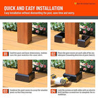 6"x6" (Actual: 5.5"x5.5") Deck Post Base Cover Split, Aluminum Post Base Trim Skirt Decorative Black 8Pack