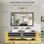 60x36 Inch Black Bathroom Mirror for Wall, Thick Metal Framed Rectangle Mirrors for Over Sink, Bedroom, Living Room, Entryway, Anti-Rust, HD Tempered Glass