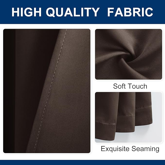 Hiasan Patio Sliding Room Divider Door Curtains - Extra Wide Privacy Room Thermal Insulated Blackout Curtain with Back Tab & Rod Pocket for Bedroom Partition(100 x 108 Inches, Brown)