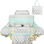 Shopping Cart Cover for Baby 2-in-1 High Chair Cover with Safety Harness Multifunctional Dinosaur Pattern Cart Covers for Babies Soft Padded Grocery Cart Cover for Baby Boy Girl