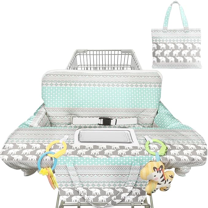 Shopping Cart Cover for Baby 2-in-1 High Chair Cover with Safety Harness Multifunctional Dinosaur Pattern Cart Covers for Babies Soft Padded Grocery Cart Cover for Baby Boy Girl