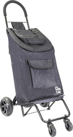 dbest Products Trolley Dolly Rover with Bag, 4 Wheeled Grocery Shopping Cart Push Folding Utility Hand Truck Swivel Wheels Garden Lightweight Luggage Carrito de Compras Plegable