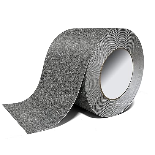 Grey Grip Tape Heavy Duty Non Skid Tape 4Inch x 60Ft Waterproof High Traction Step Tape for Stairs Steps Stairway Tread Staircases Ramps, Skateboards, Outdoor/Indoor