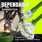25ft Outdoor/Indoor Extension Cord 3-Outlet 12/3 Gauge Extra Heavy Duty ETL Listed, 3 Prong SJTW, Waterproof, Flexible Cold-Resistant Long Power Cord,15A 125V 1875W, Green by LifeSupplyUSA