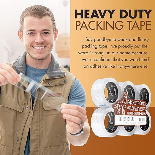 Packstrong Industrial Grade Clear Packing Tape 72 Rolls - 110 Yards per Roll - 2" Wide x 2.7 mil Thick, Acrylic Adhesive Heavy Duty Tape for Box Office Moving Packaging Shipping