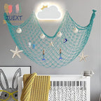 ZUEXT Aqua Decorative Fishing Net 80x40 Inch, Large Picture Fish Net, Wall Photo Hanging Fishnet for Nautical Mermaid Pirate Ocean Themed Hawaii Beach Under the Sea Party Decorations