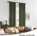 Olive Dark Green Pinch Pleated Curtains 84 Inches Long Burg,Back Tab with Hooks, Cooling Heat Reflective Linen Drapes for Bedroom Track System(2 Panels W40 xL84)