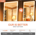 Full Length Mirror with Lights, 81" x 34" Large LED Lighted Floor Standing Body Mirror, Dimmable & 3 Color Lighting for Bedroom, Cloakroom, Dressing Room, Tempered Glass, Square Black