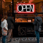 22" X 11" Led Neon Open Signs for Business, Large Open Signs, Plug In Electric Light Up with ON/OFF Switch, Ultra Bright Open Sign for Bar Salon Coffee Stores Club Hotel (Black Backplate)
