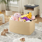 95L Extra Large Blanket Basket, 24" x 16.9" x 14.2" Woven Storage Basket for Living Room, Rectangle Nursery Blanket Storage for Toys, Towels, Dirty Clothes (Jute)