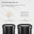 EKO Urban 16 Gallon Semi-Round Open Top Waste Bin, Stainless Steel Half Round Commercial Trash Can for Indoor and Outdoor, Extra Large Garbage Bin for Home, Office, Restaurant, 60L, Matte Black