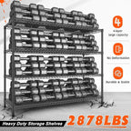 REIBII 60" W Storage Shelves 2878LBS Metal Shelving Unit with Wheels Heavy Duty Garage Shelving Adjustable Wire Shelves for Pantry,Kitchen,Garage,Basement,Business,Warehouse,School,60”W ×24”D×65.3”H