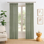 RAIN CITY Sage Green Sheer Curtains Pinch Pleated,Back Tab with Hooks,Farmhouse Windwo Drapes for Living Room Bedroom,42 Inch Wide x 84 Inch Long