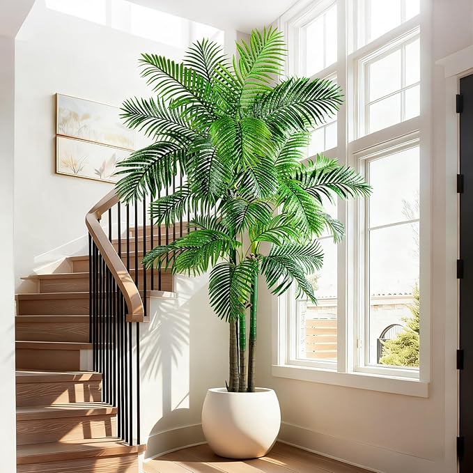 Big Artificial Palm Tree Tall Faux Tropical Trees Indoor Outdoor Realistic Floor Plants Large Fake Plant for Home Living Room Office Decor Porch Outside Patio arboles para Modern Farmhouse decoracion