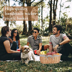 G GOOD GAIN Oval Picnic Basket with Folding Handles, Willow Hand Woven Shopping Basket, Bath Storage Gift Packing Basket, Wicker Empty Easter Eggs and Candy Small Gift Basket. Grey